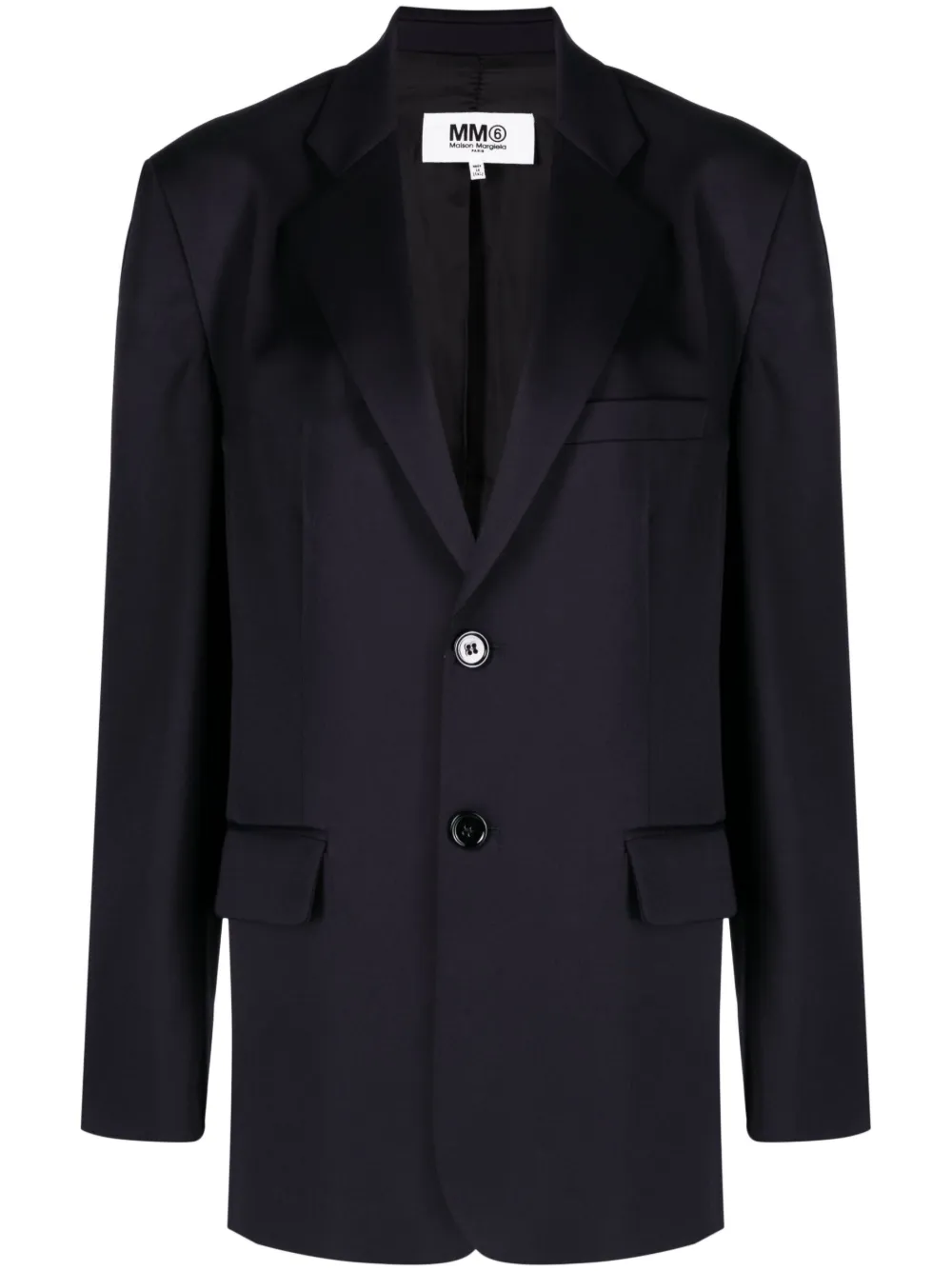 

Однобортный блейзер строгого кроя MM6 Maison Margiela, синий