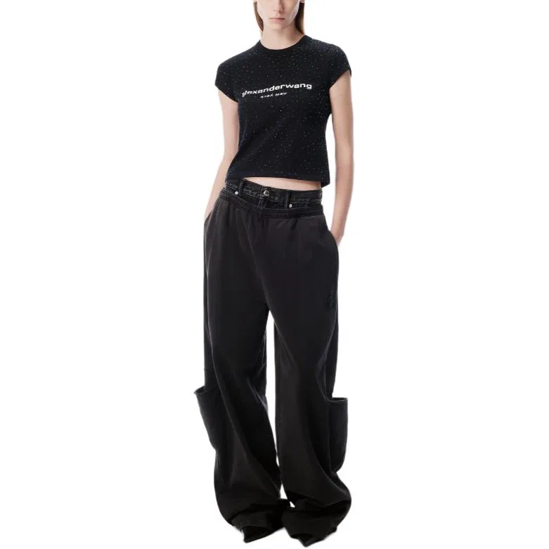 Футболка Logo Baby Rhinestone Alexander Wang, Black — фото 3