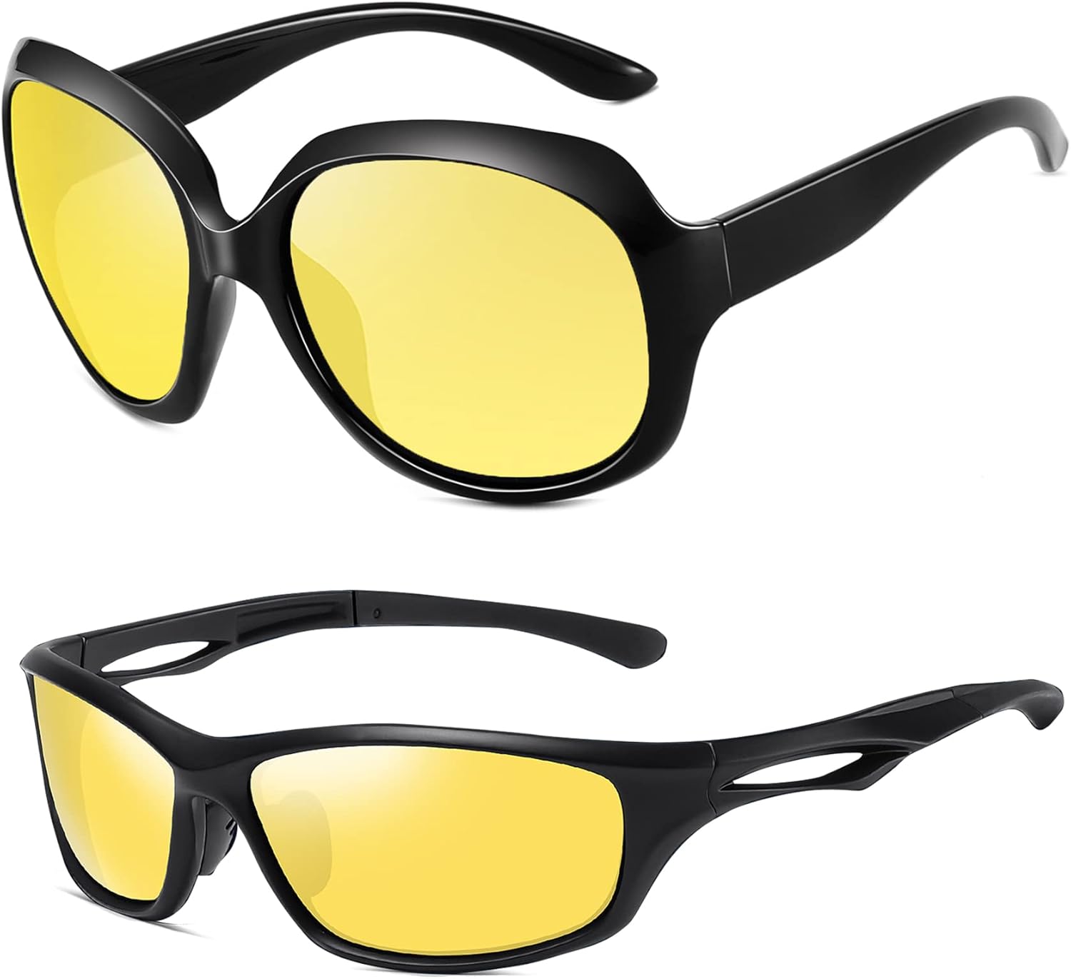 

Комплект очков для вождения в ночное время Joopin Jackie O & Sports, модные очки ночного видения в черной оправе с защитой от бликов UV400, желтые солнцезащитные очки, стильные солнцезащитные очки, Yellow