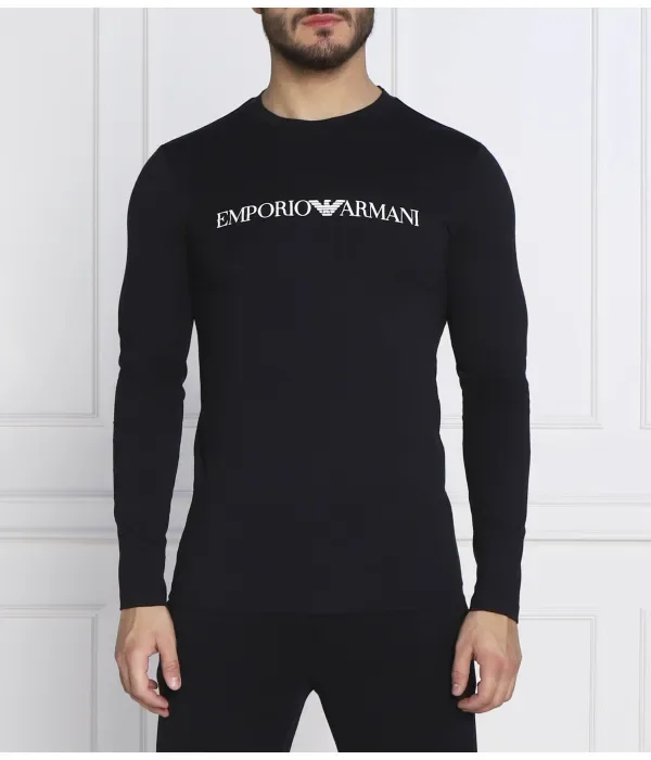 Лонгслив slim fit Emporio Armani, темно-синий
