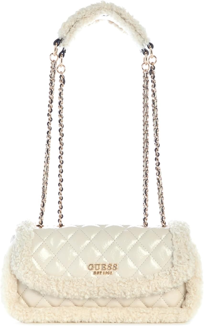 

GUESS Сумка через плечо с мягкими ручками и цепочкой, искусственная кожа, Cream, классический дизайн