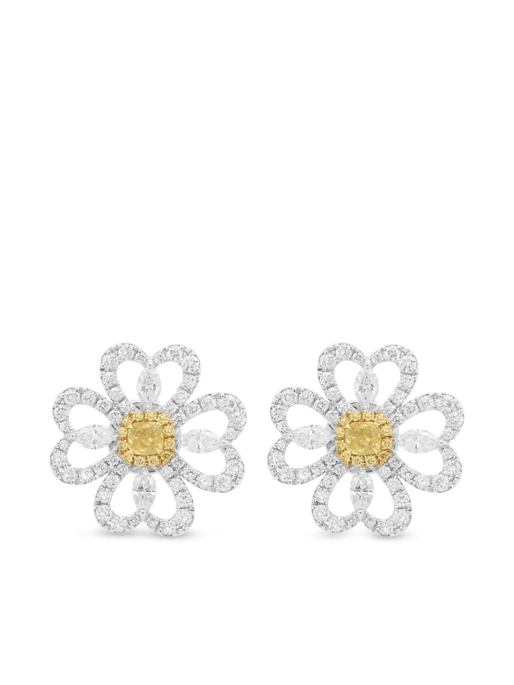 

Серьги-гвоздики из белого и желтого золота HYT Jewelry, серебяный