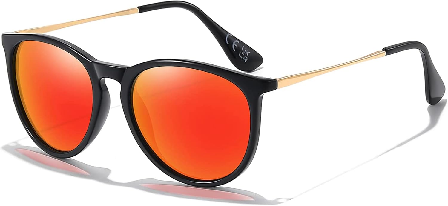 

Поляризованные солнцезащитные очки CHBP для женщин и мужчин - модный винтажный классический ретро-стиль 2025 года с круглыми зеркальными линзами. Дизайнерский стиль, 1pack-black Frame Orange Lens