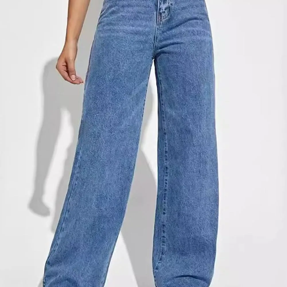 Женские джинсы High Waisted Straight Leg Stretchy, свободные джинсовые брюки с карманами — фото 4