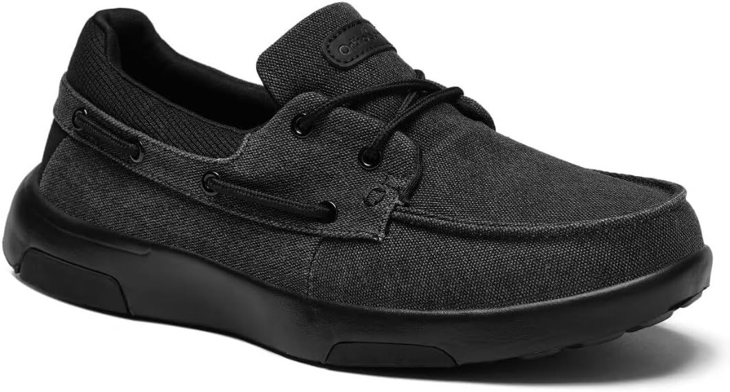 

Мужские ортопедические слипоны OrthoComfoot: повседневные холщовые лоферы при плантарном фасциите с поддержкой свода стопы, удобная ортопедическая обувь для облегчения боли в ногах и пятках, черный