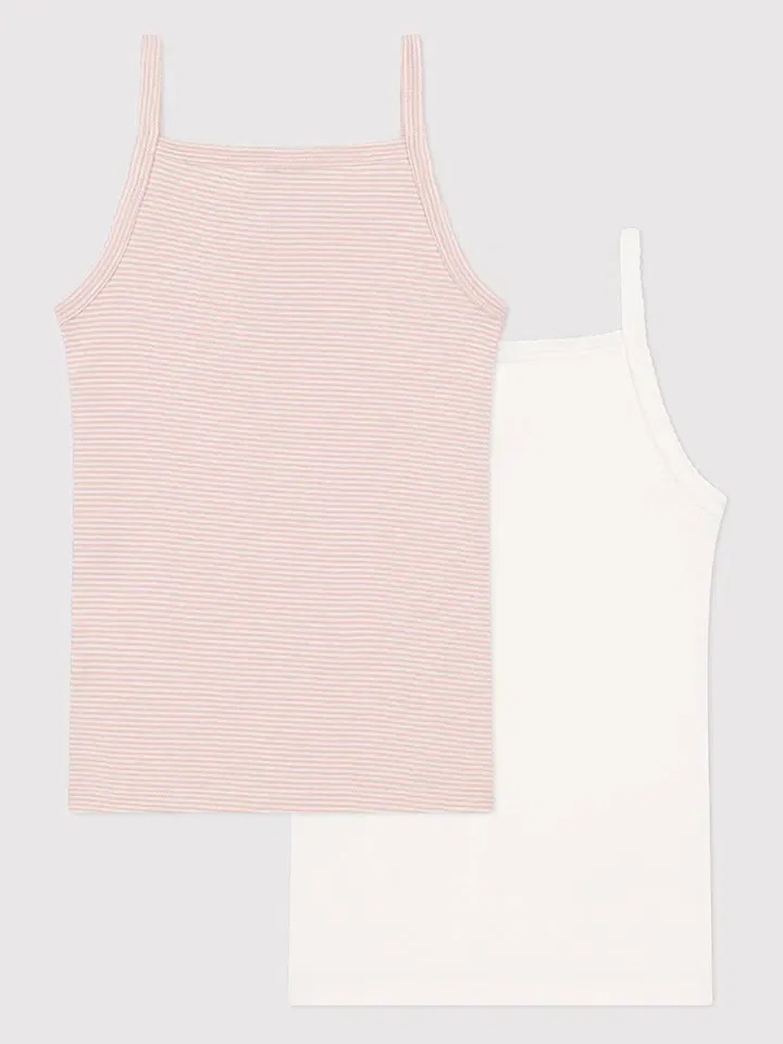 Набор детских маек, хлопок, PETIT BATEAU, розовый/белый — фото 2