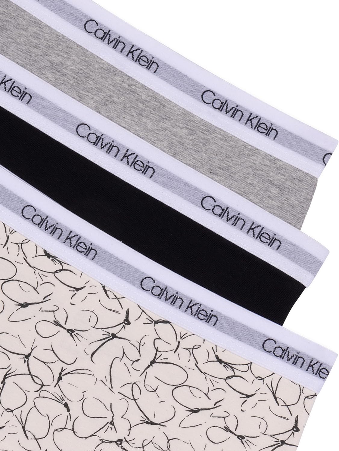Комплект нижнего белья Calvin Klein Girls Hipster, 3 шт., Butterfly Vanilla/Black/Heather Gray — фото 3