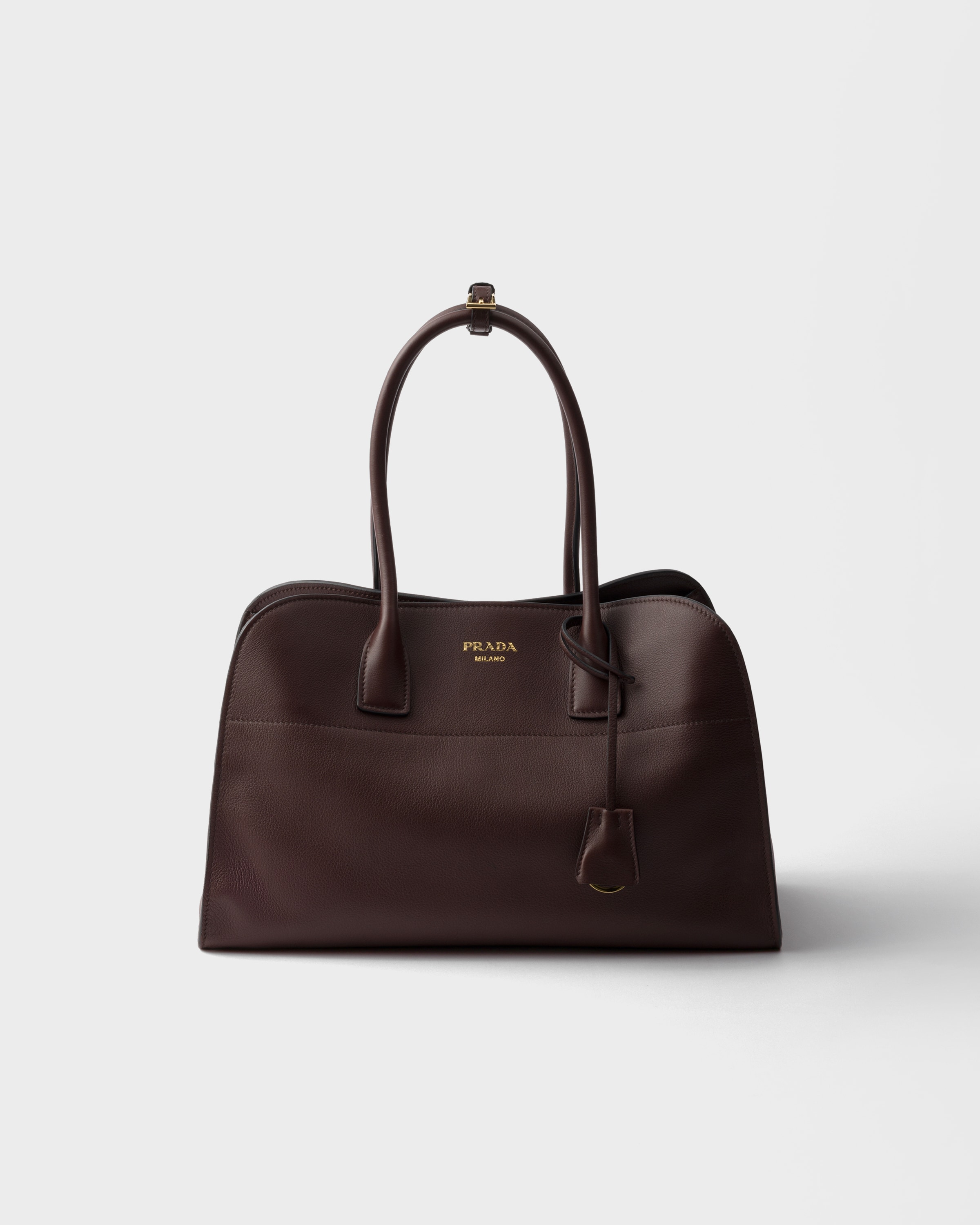 

Большая кожаная сумка-шопер Prada, коричневый