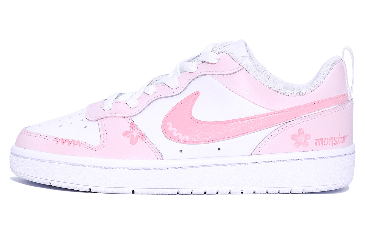Nike Court Borough Cherry Blossoms нескользящие амортизирующие и дышащие низкие скейтбордские кроссовки Pink Kids' — фото 3