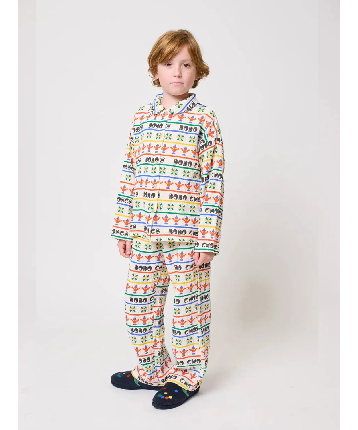 Комплект домашней одежды Toys all over Loungewear Set BOBO CHOSES из двойного хлопка, офф-вайт