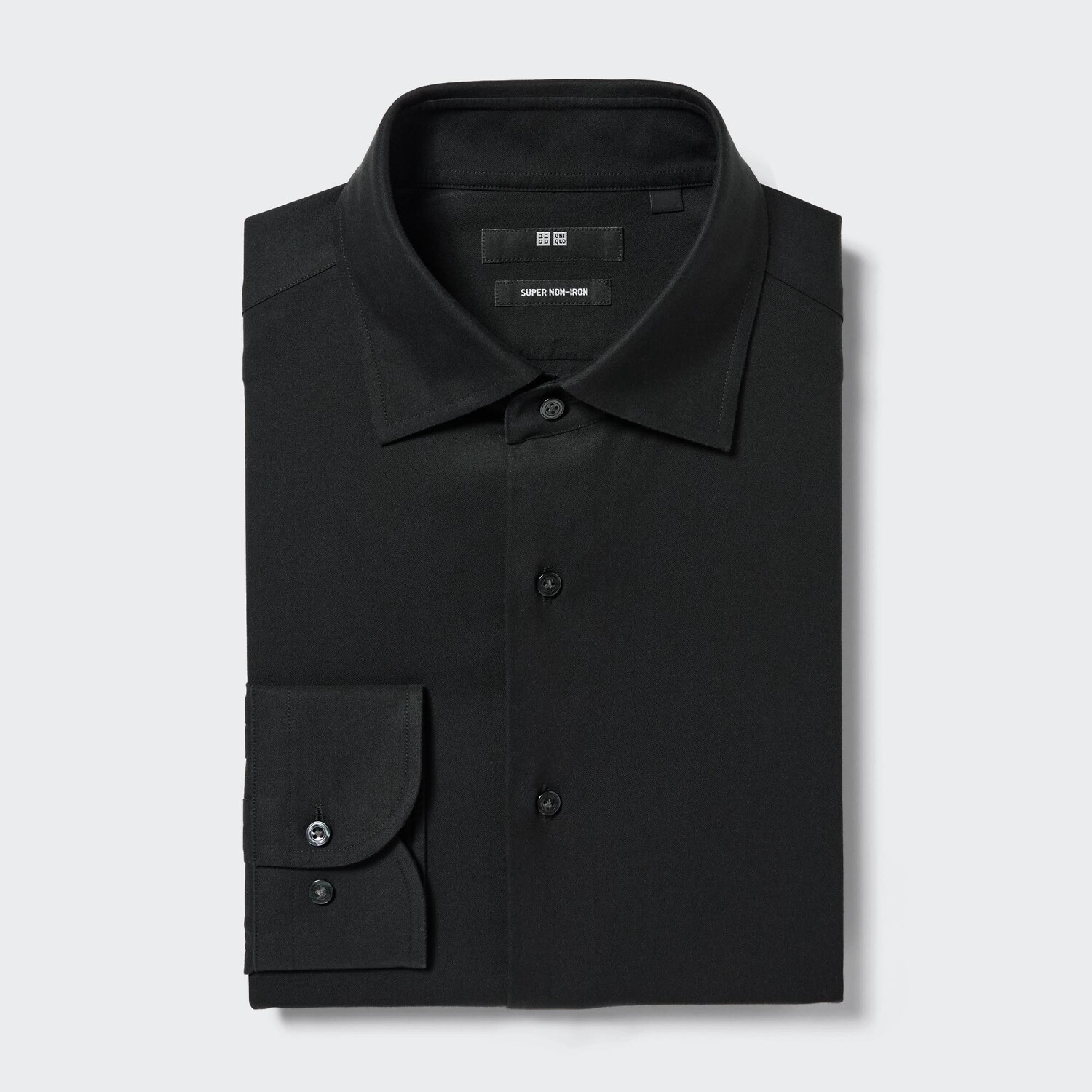

Рубашка UNIQLO Super Non-iron с полукруглым воротником, черный