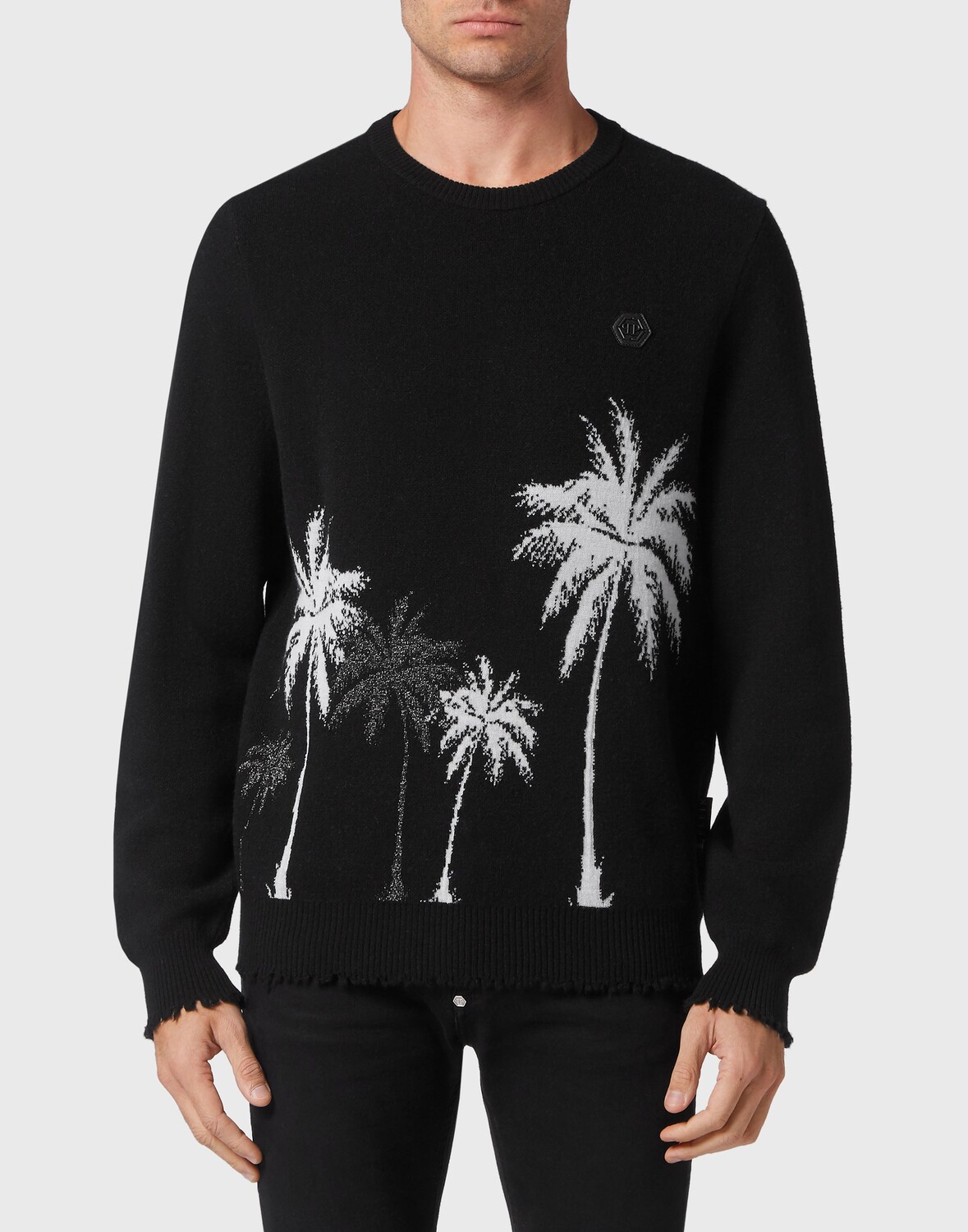 

Пуловер из мериносовой шерсти LS Hawaii Philipp Plein, черный