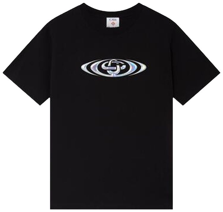 

Классическая футболка Casablanca с искаженным логотипом, черная, Черный, Классическая футболка Casablanca с искаженным логотипом, черная