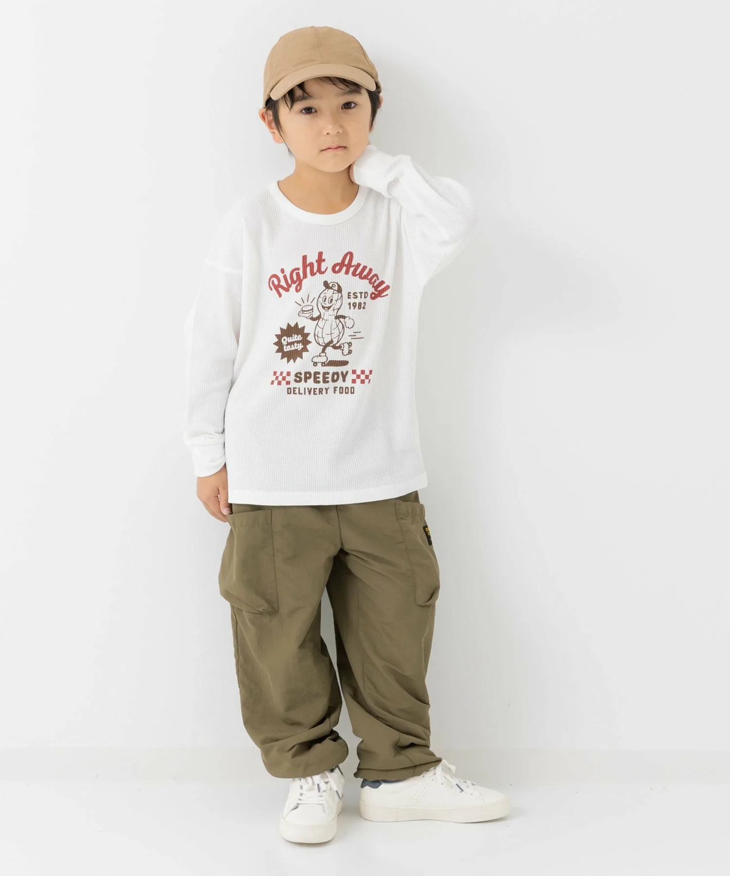 Футболка с длинными рукавами и вафельным принтом Chil2, G Peanut/White — фото 3