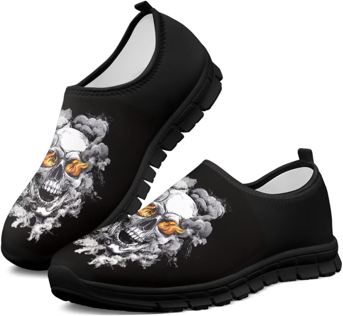 

Мокасины с принтом черепа Hsaiyjsp для мужчин и женщин, кроссовки без шнурков, дышащие обувь для бега и ходьбы, Retro Flaming Skull