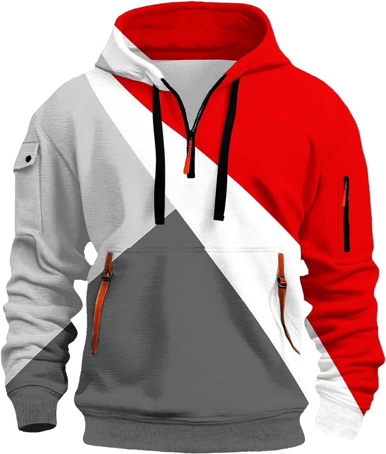 

Мужской худи с цветными блоками, на молнии, с капюшоном и карманами