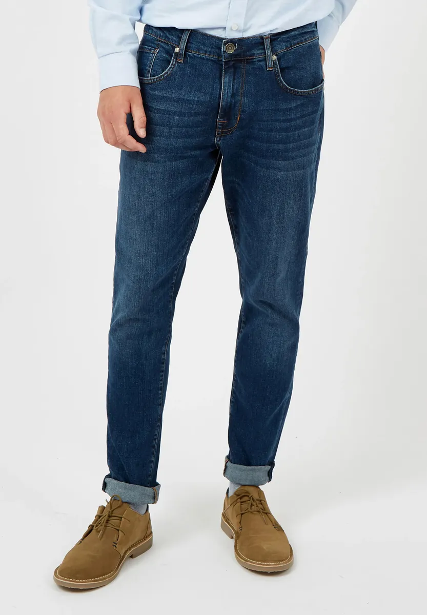 

Прямые джинсы Ben Sherman "Straight Stonewash Jean", черные потертые джинсы прямого кроя, джинсовый