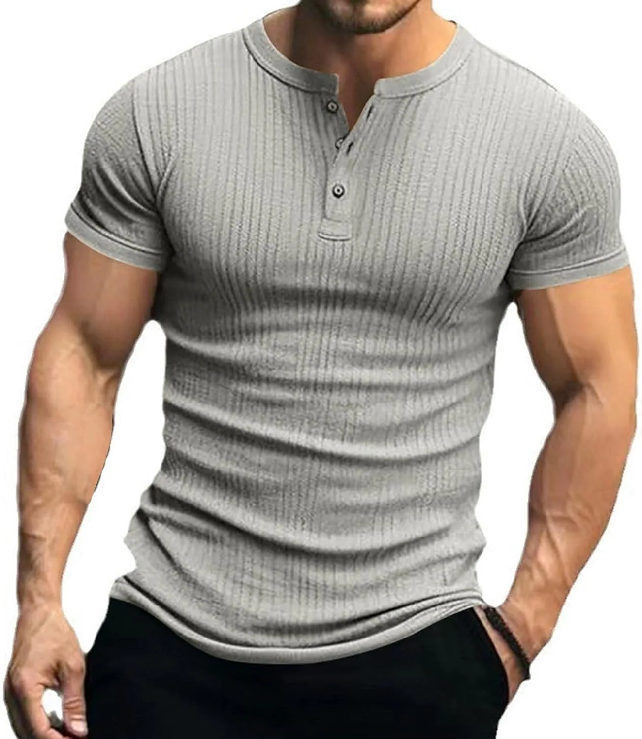 

Мужская футболка Casual Pit Henry с коротким рукавом и полосками Zylphorix