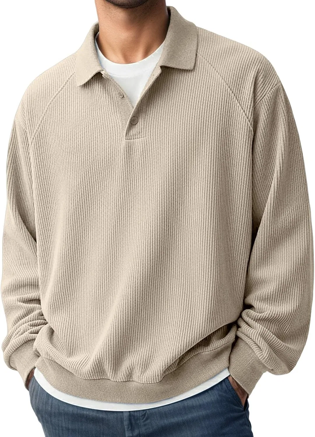 Мужское поло с длинным рукавом, хлопок, Generic, цвет 01-khaki