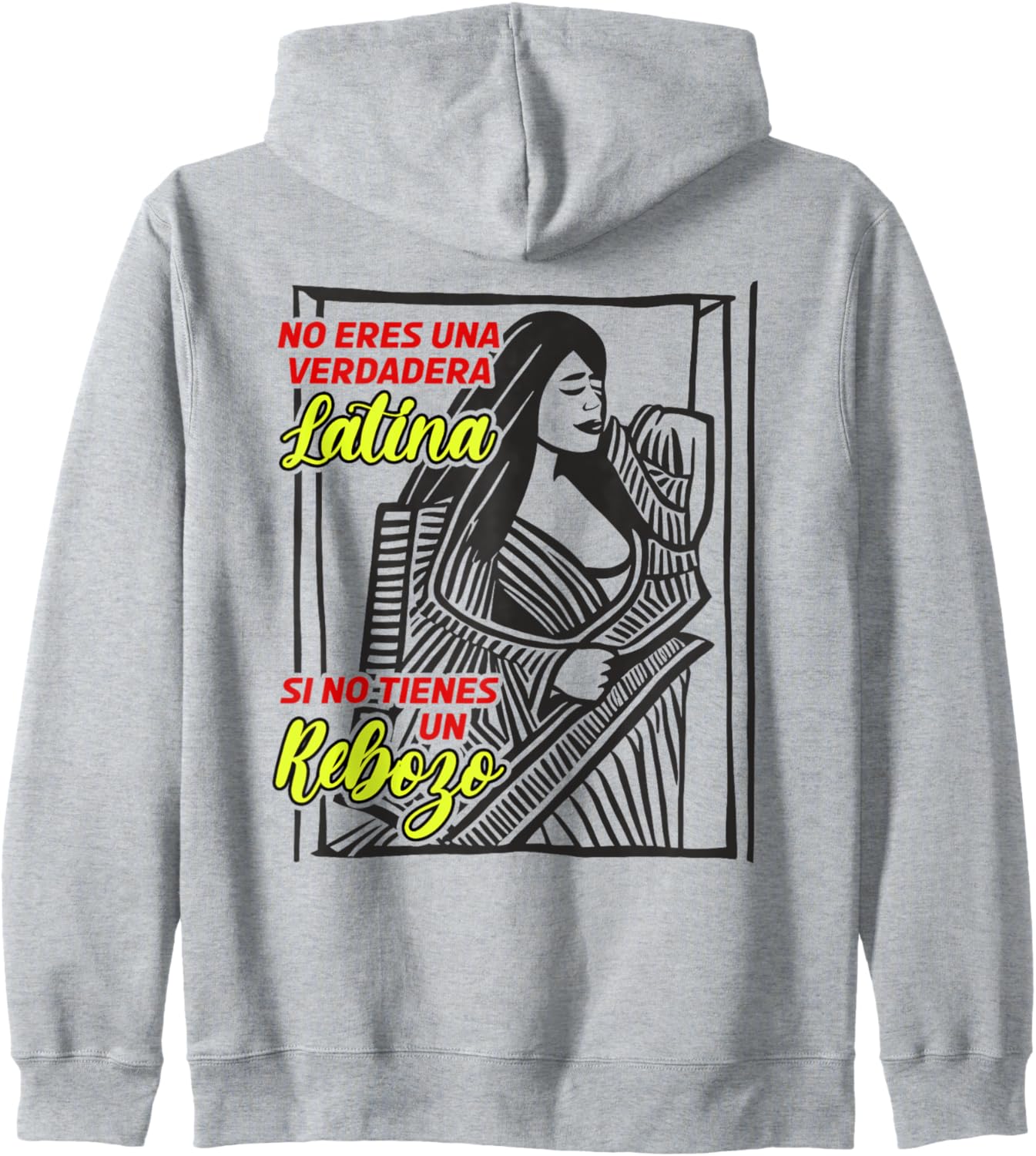 

Ребозо, мексиканский фольклорный шарф, латиноамериканская ацтекская шаль, толстовка на молнии, серый, размер S Rebozo Mexicano Para Latinos Latinas