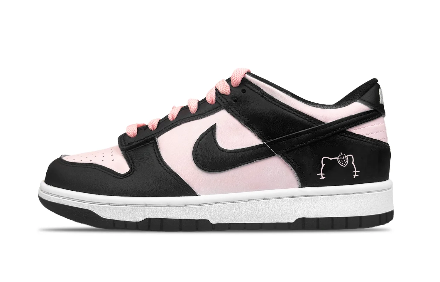 Nike Детские скейтбординг кроссовки dunk low top из синтетической кожи с противоскользящей подошвой black pink — фото 3