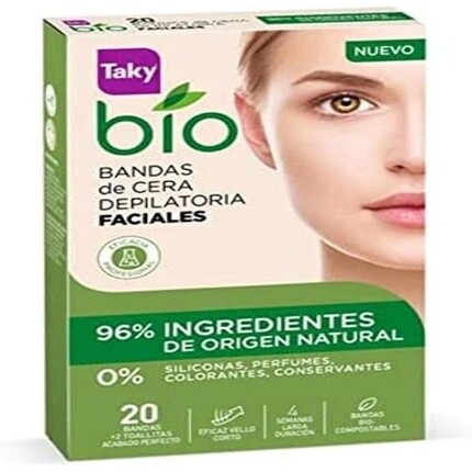 

Bio Natural 0% восковые ленты для депиляции лица, 20 шт., Taky
