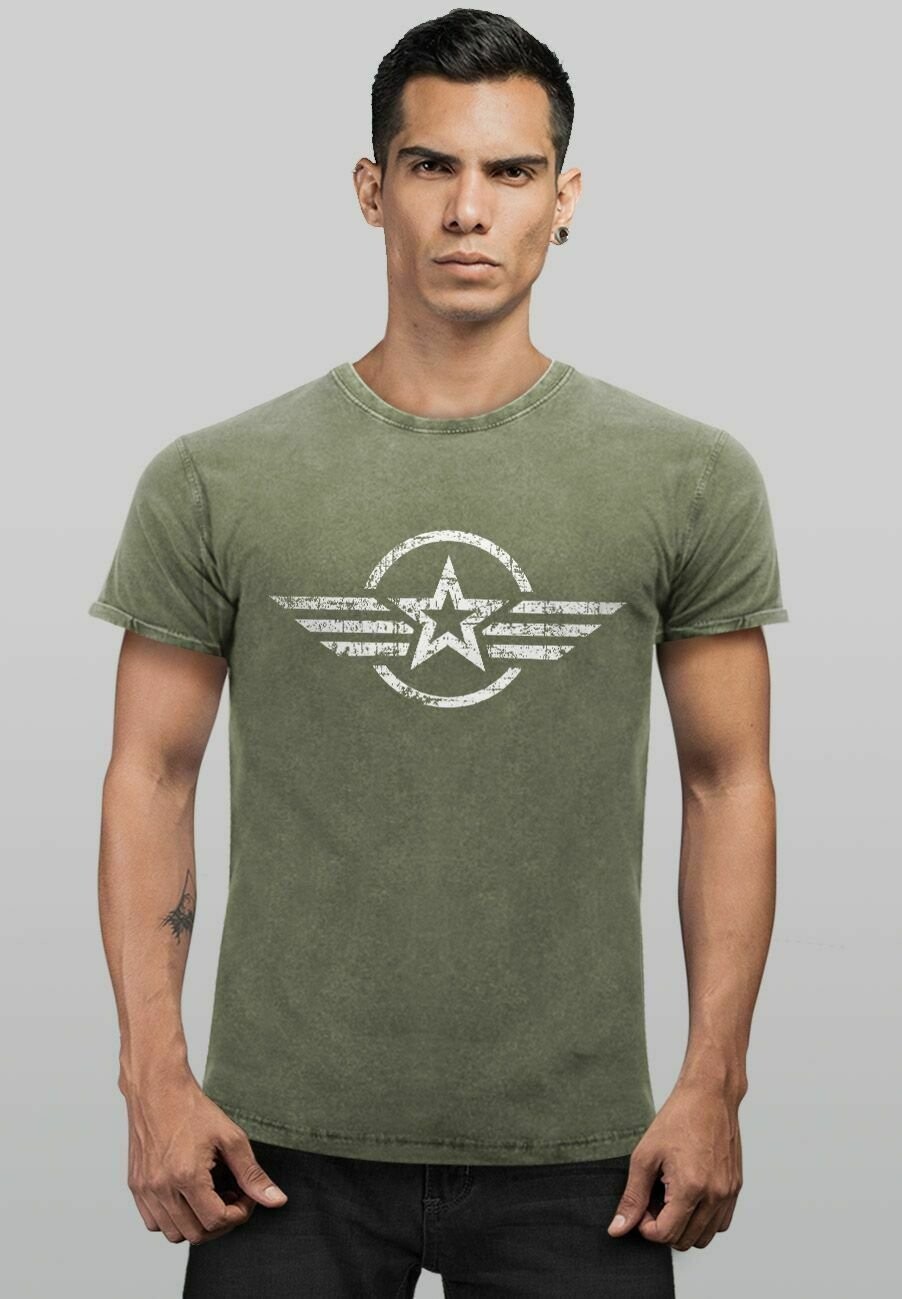 

Футболка с принтом VINTAGE AIRFORCE STERN ARMY MILITARY AUFDRUCK PRINT Neverless, оливковый