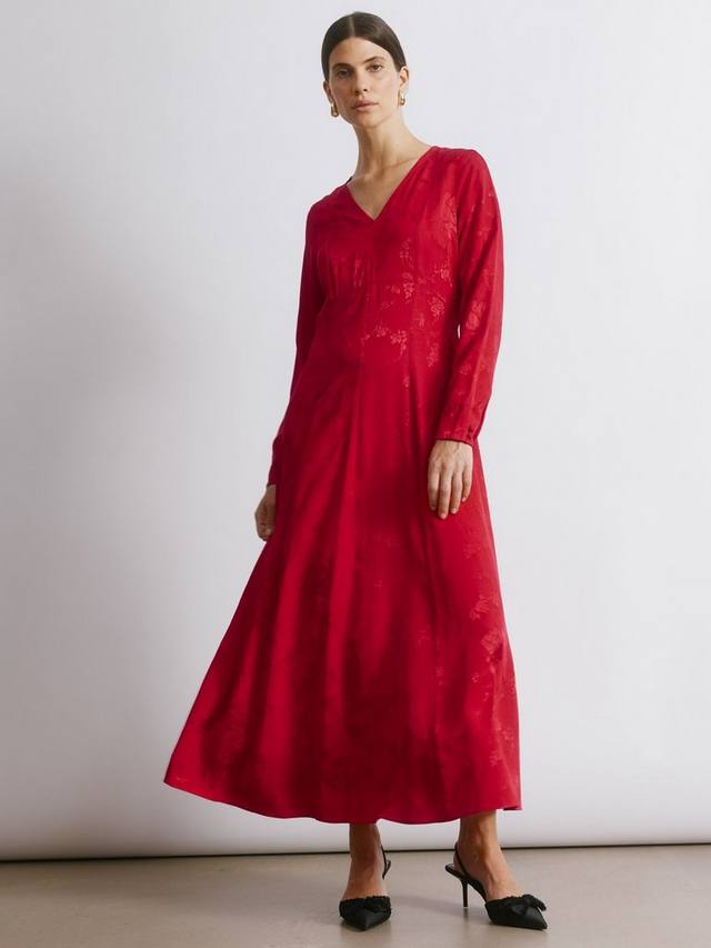 

Жаккардовое цветочное сатиновое платье миди Albaray, Red
