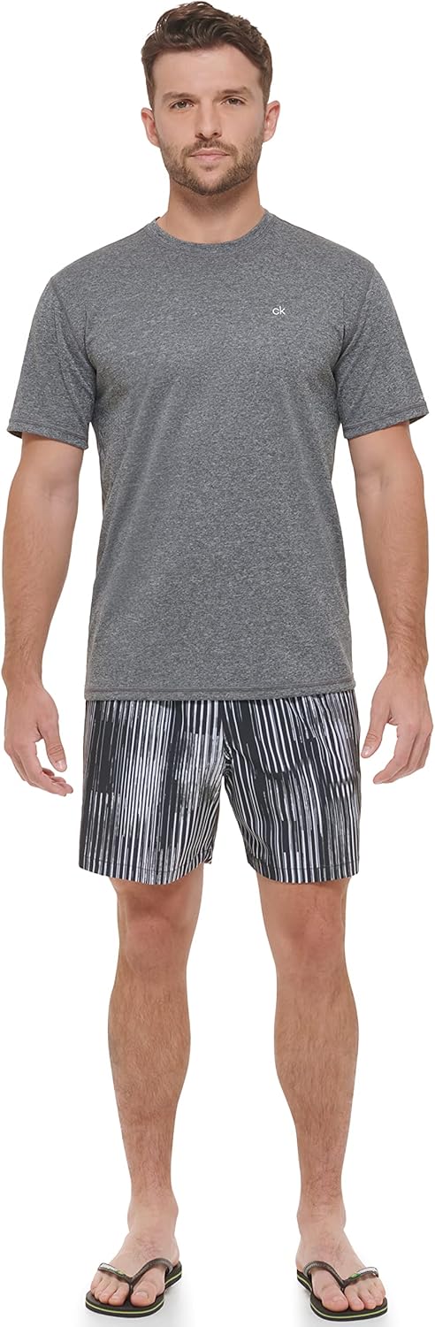Calvin Klein Mens, легкий, быстросохнущий, с коротким рукавом, защита от ультрафиолетового излучения 40+, Grey Heather — фото 4
