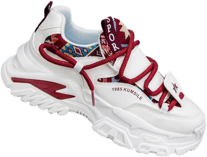 

Мужские кроссовки с толстой подошвой для повседневного и спортивного использования - противоскользящие, прочные, дышащие, удобные. Подходят для бега, занятий в спортзале, активного отдыха на улице и повседневного ношения Clolinde, белый/красный