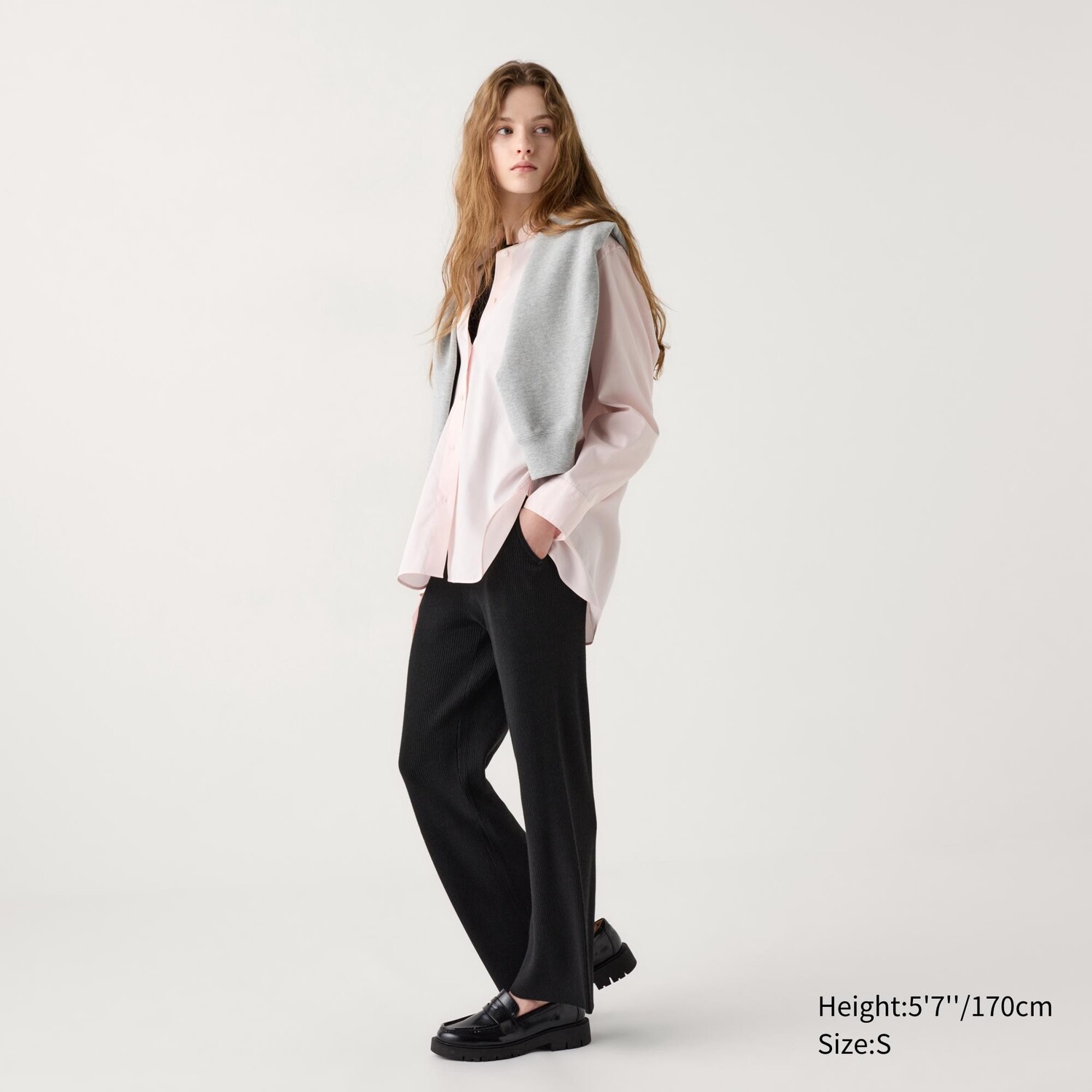 

Трикотажные брюки в рубчик UNIQLO, черный