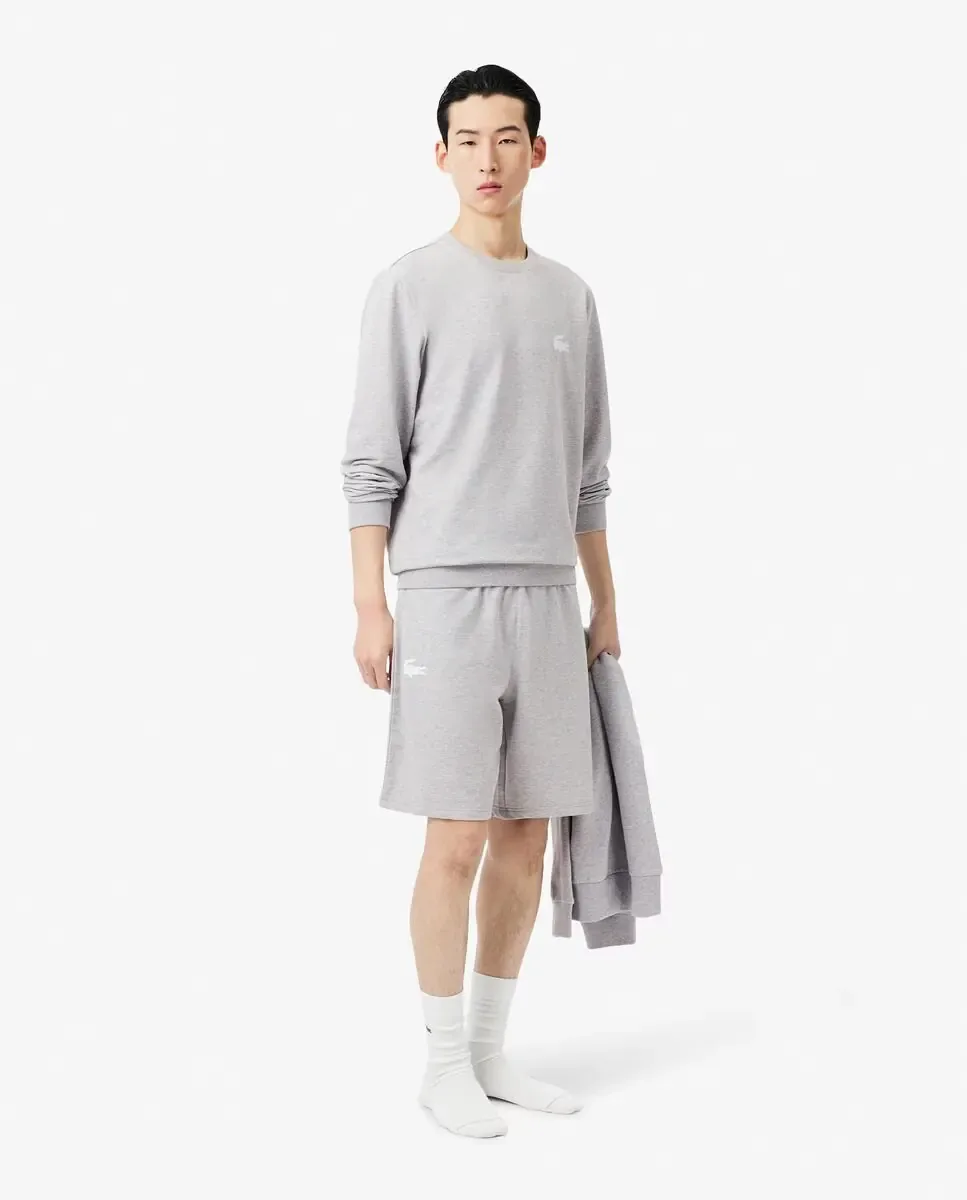 Домашние шорты из флиса с логотипом на поясе для мужчин Lacoste, светло-серый