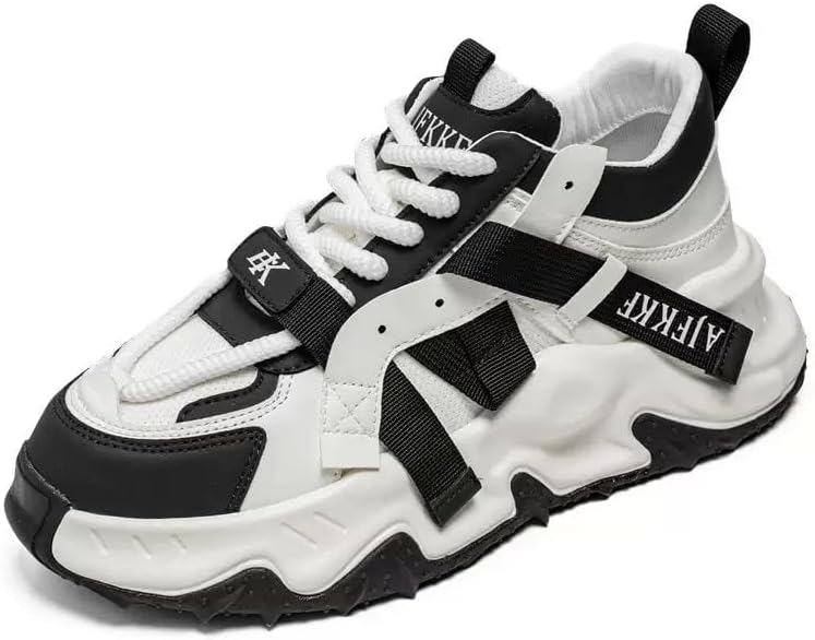 

Мужские стильные удобные кроссовки на шнуровке с толстой подошвой- дышащие кроссовки для прогулок и путешествий на все сезоны Minlaidian, белый/черный