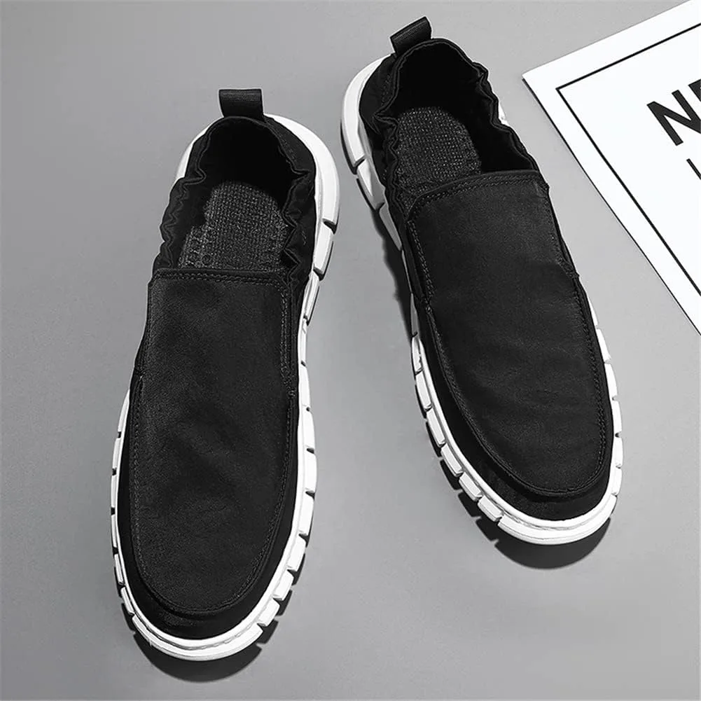 Мужские слипоны LLTMALL из ткани для вождения, повседневная обувь для прогулок, удобные мокасины, черный — фото 4