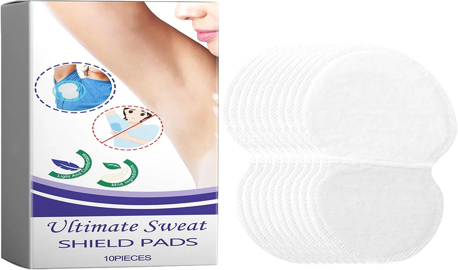 Потные прокладки для подмышек Under Arm Invisible Sweat Guard, 10 шт, белые