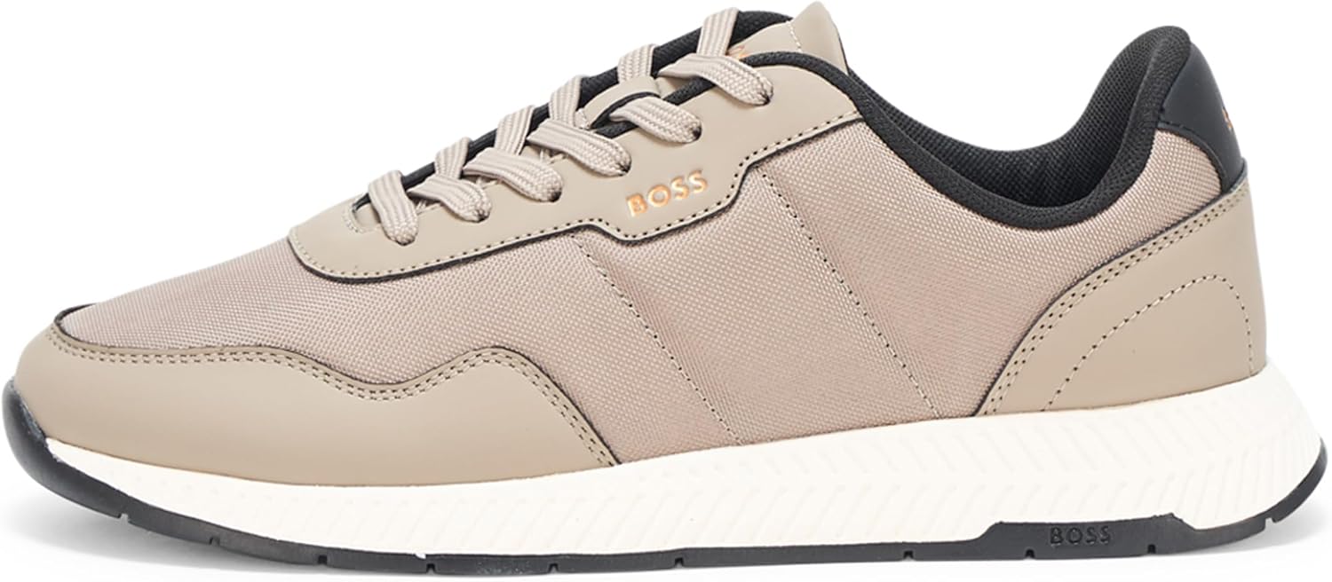 Кроссовки низкие мужские BOSS из комбинированной кожи, Butter Cream — фото 2