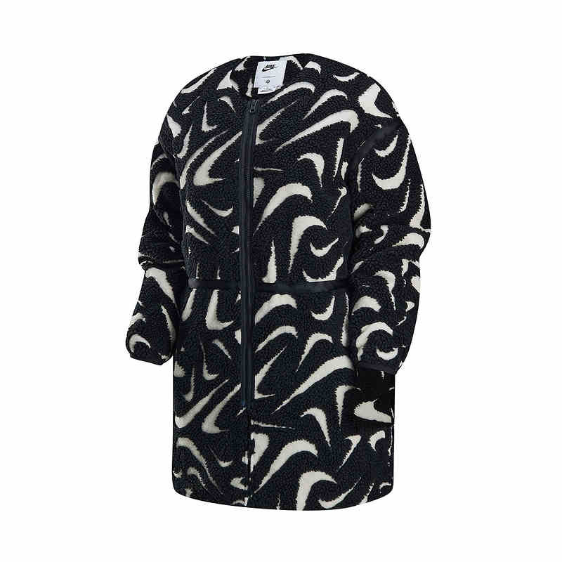 

Nike Женская спортивная куртка свободного кроя с высоким ворсом, Black White