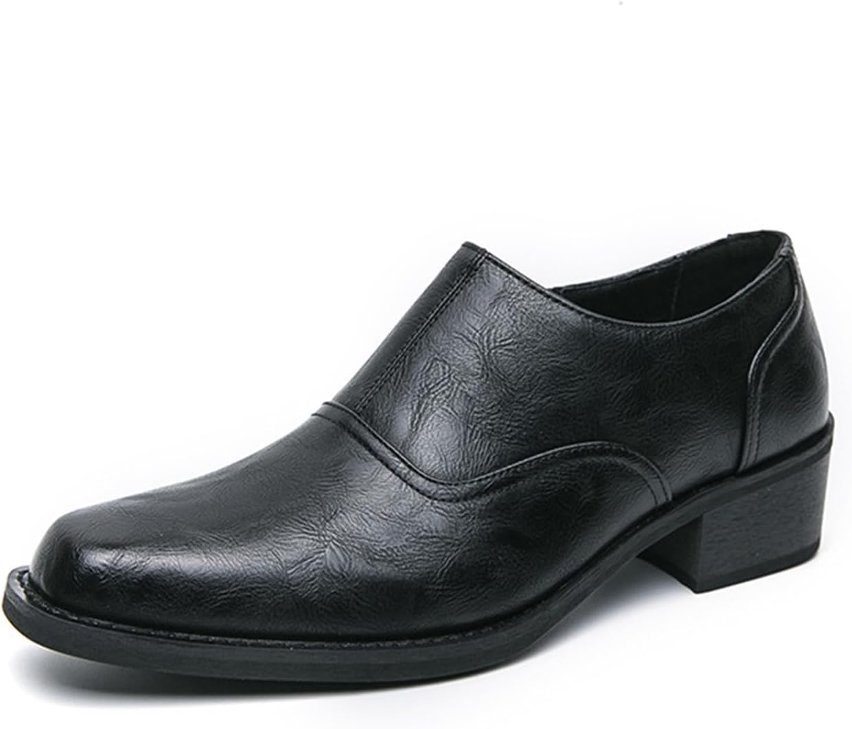 

Мужские кожаные лоферы на массивном каблуке с боковой молнией, модные туфли на высоком каблуке, модель Oxford без шнурков, повседневные, деловые, для офиса, свадьбы и формальных событий Abborora, черный