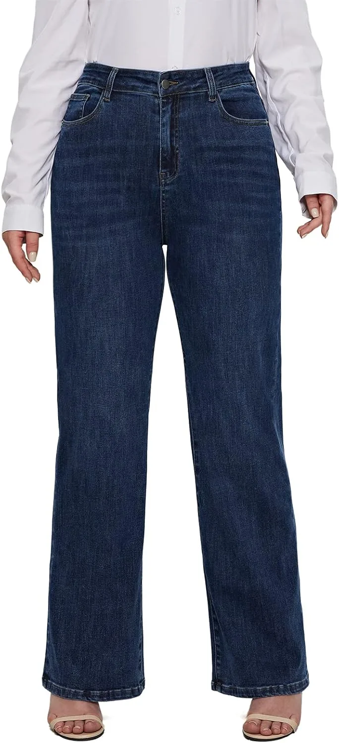 

Leijijeans Plus Size Baggy Jeans для женщин, широкие, высокая талия