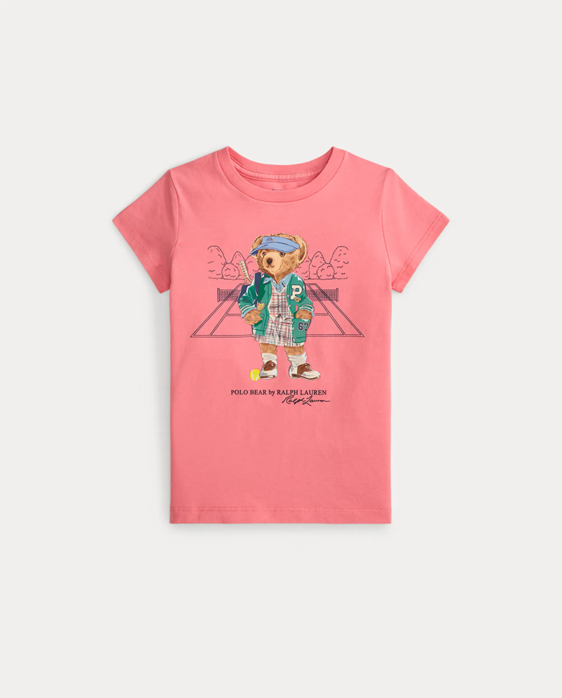 

Детская хлопковая трикотажная футболка с Polo Bear Polo Ralph Lauren, розовый