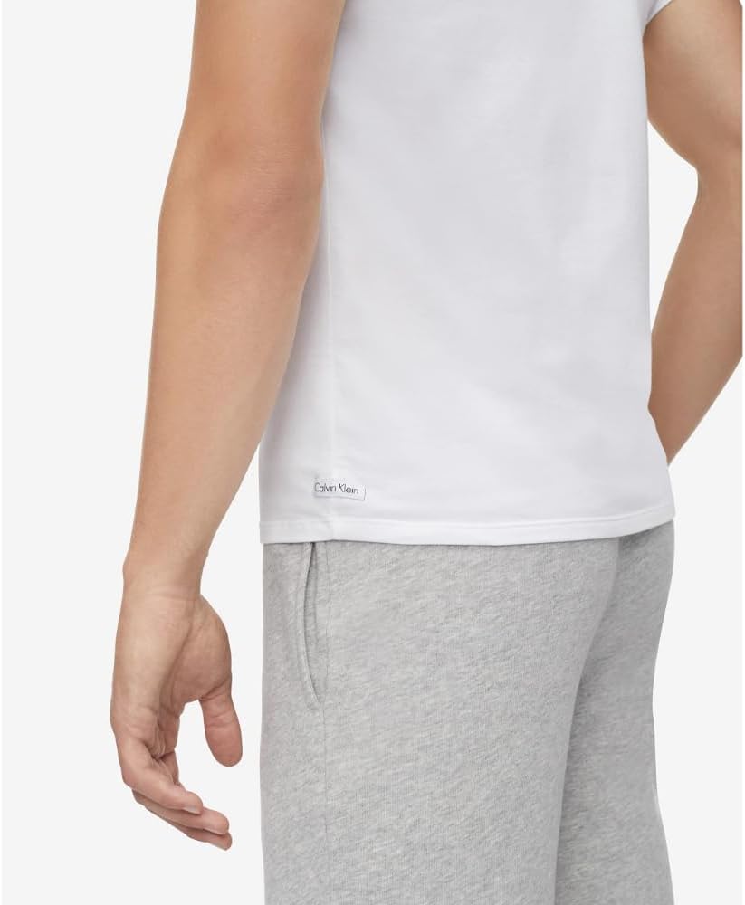 Комплект из 3 мужских нижних маек Calvin Klein из хлопка и эластичной ткани, 3 White - Crewneck — фото 4