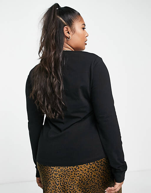 

Черная футболка узкого кроя с длинными рукавами ASOS DESIGN Curve, Черный, Черная футболка узкого кроя с длинными рукавами ASOS DESIGN Curve