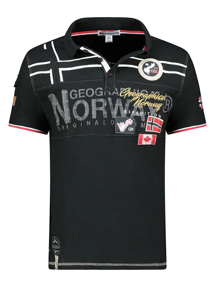 Поло хлопковое с вышивкой Geographical Norway, черный