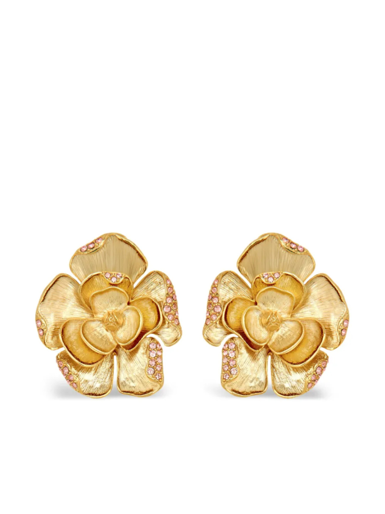 

Oscar de la Renta серьги-клипсы Large Pavé Rose, золотой