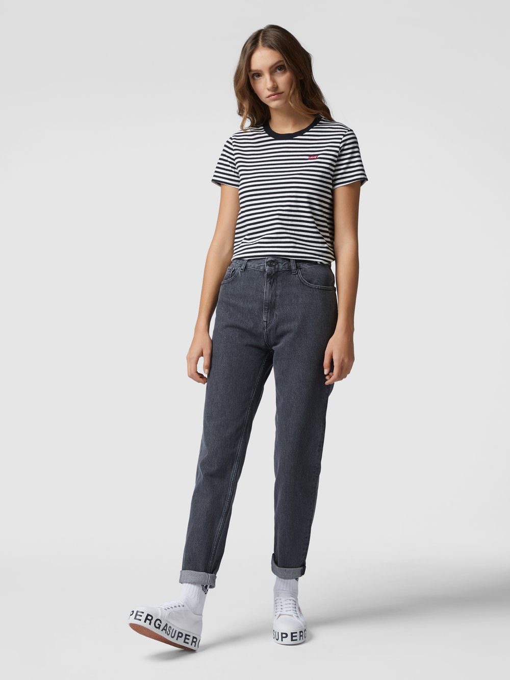 

Футболка из хлопка с полосатым узором Levi's, черный