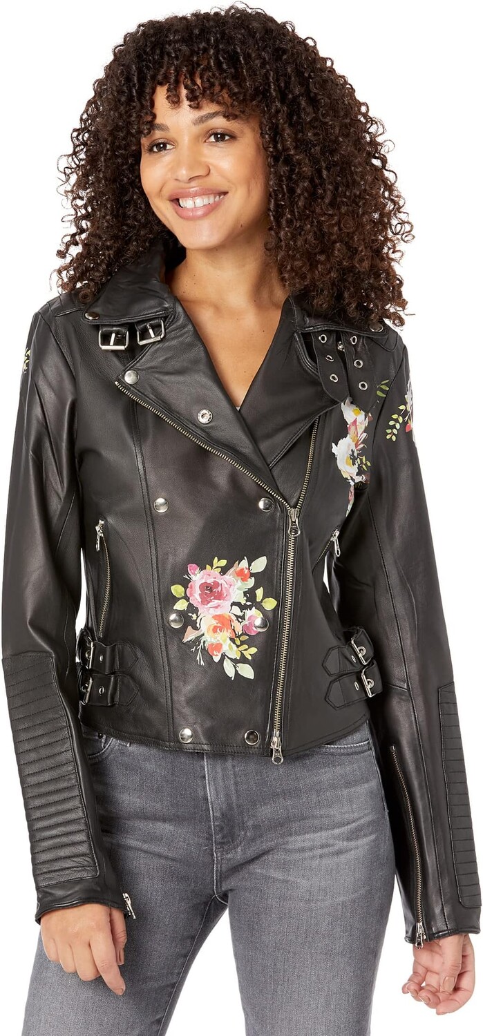 

Куртка jakett NEW YORK Harley Floral Burnished Leather, черный