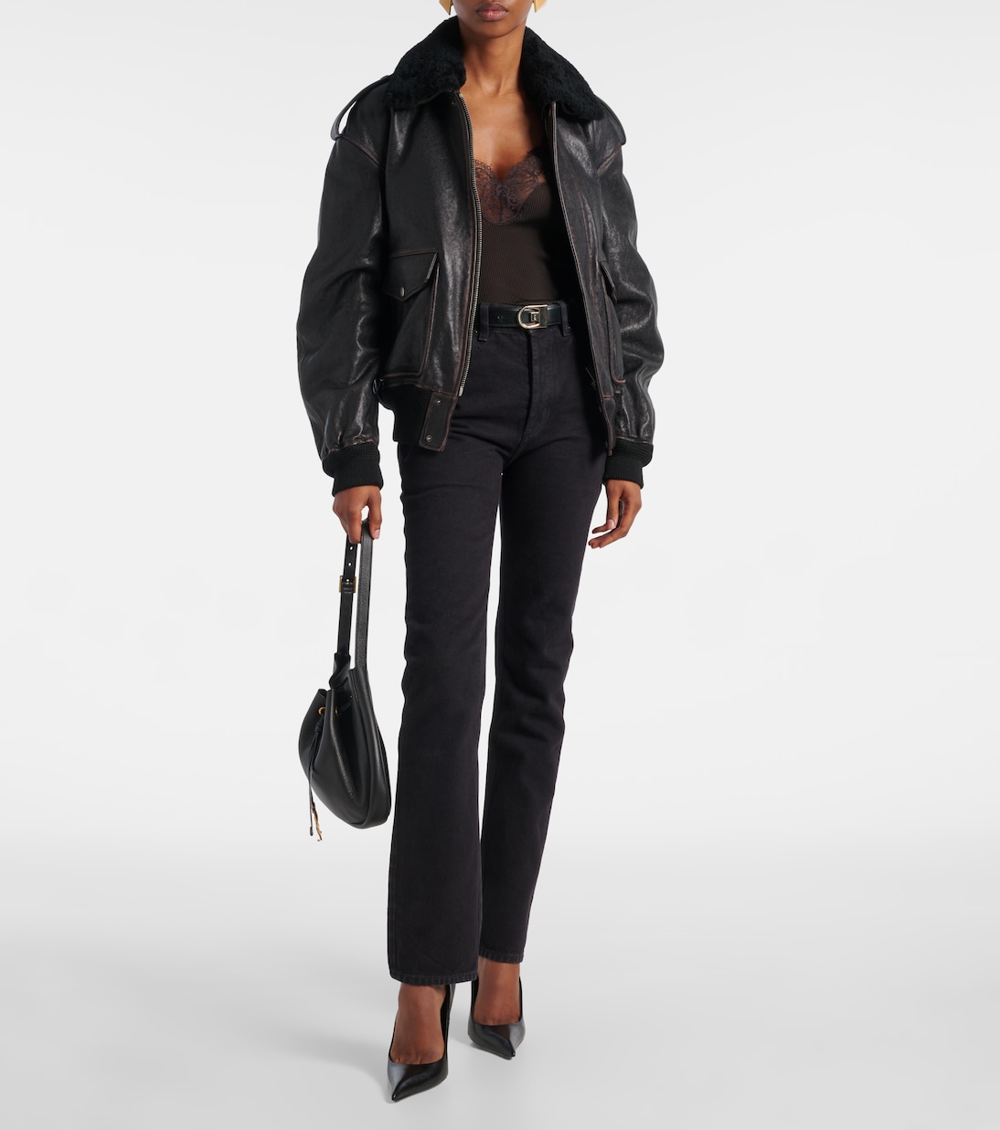Джинсы с высокой талией и расклешенными штанинами в стиле 90-х Saint Laurent, Midnight Black — фото 2