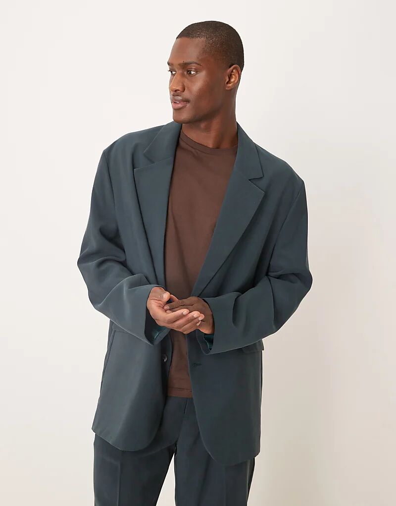 

Свободный пиджак ASOS DESIGN синего цвета