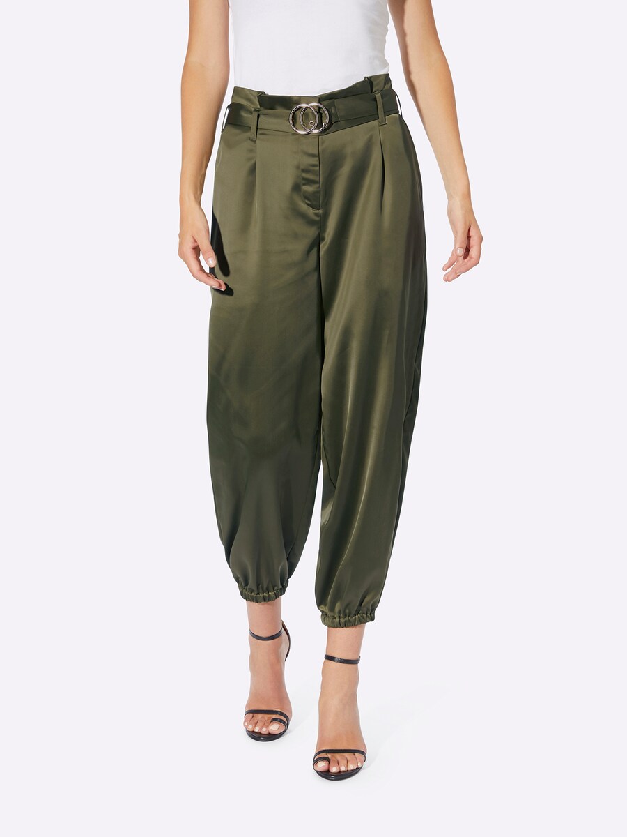 

Мешковатые брюки со складками спереди heine, темно-зеленый