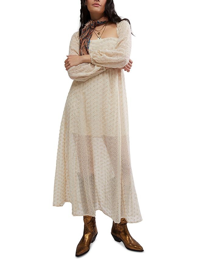 

Платье макси Free People Malina с люверсами, слоновая кость/кремовый